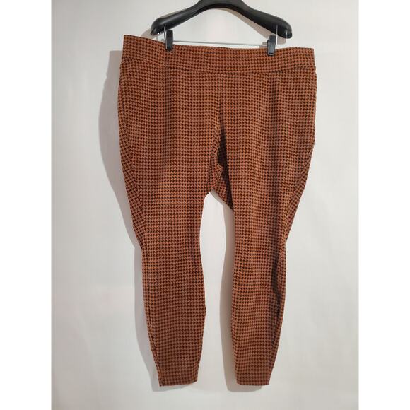 Lands End Houndstooth Starfish Legging Pants Womens Plus Size 2X Rust Black - Picture 1 of 11